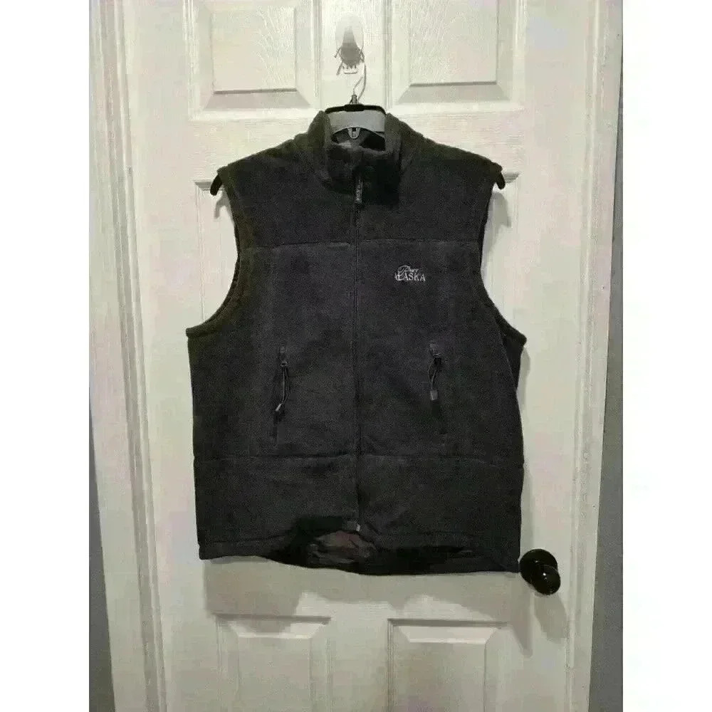 Pure Alaska Mens Charcoal Gray Fleece Full Zip‎ Vest Size LARGE